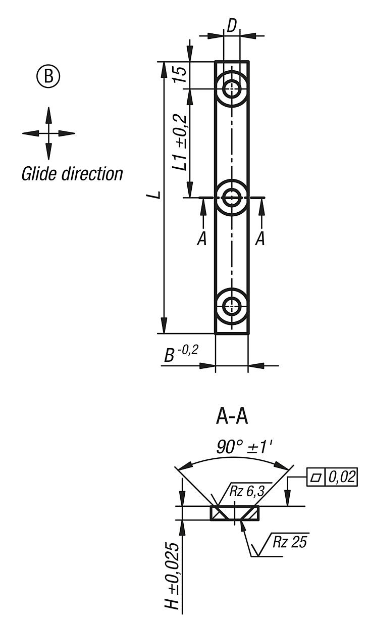 Glide plate bronze, maintenance-free, Form B