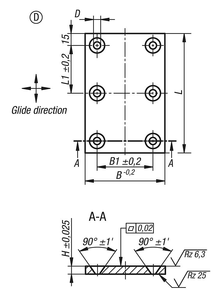 Glide plate bronze, maintenance-free, Form D