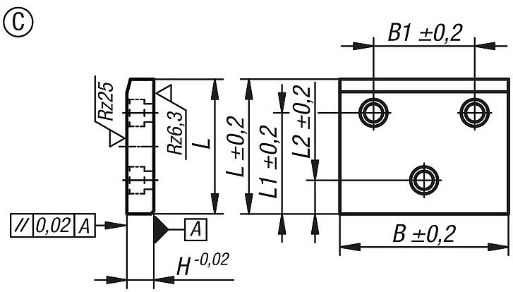 Glide plate bronze or steel, maintenance-free, Form C