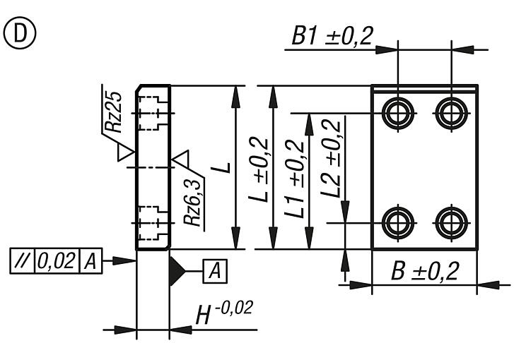 Glide plate bronze or steel, maintenance-free, Form D