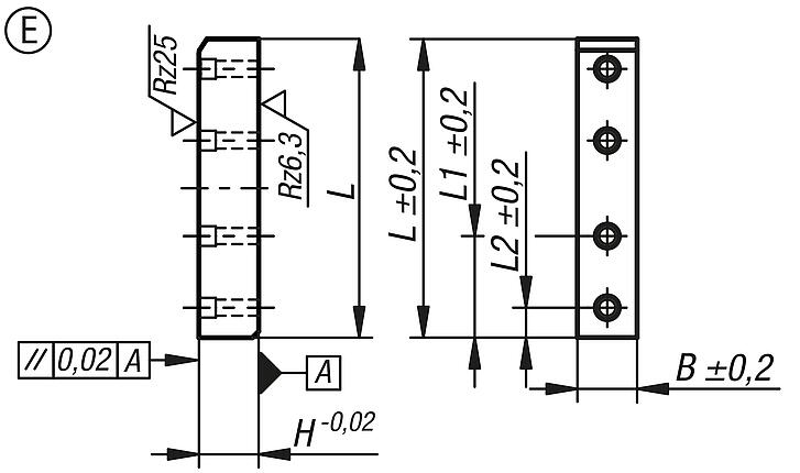 Glide plate bronze or steel, maintenance-free, Form E