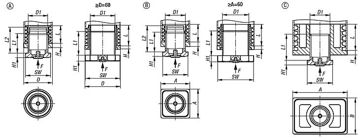 Adjustment plugs, plastic with non-slip inserts for round and square tubes