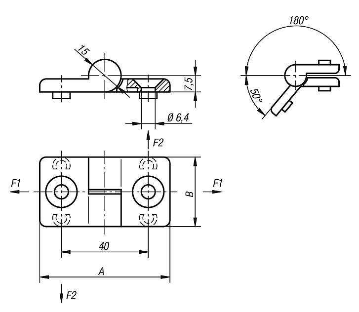 Hinges plastic, lift-off, with guide tabs