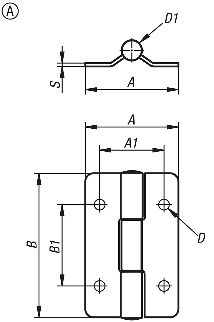 Hinges, stainless steel with preset friction, Form A