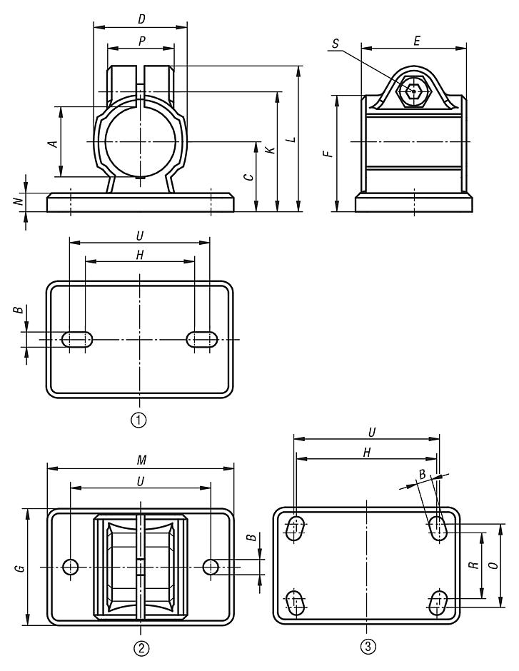 Tube clamps flange, aluminium