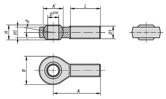 igubal® 万向接头 带滑动轴承, 外螺纹  类似  DIN ISO 12240-4