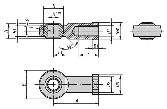 igubal® 万向接头 带滑动轴承, 内螺纹  类似  DIN ISO 12240-4