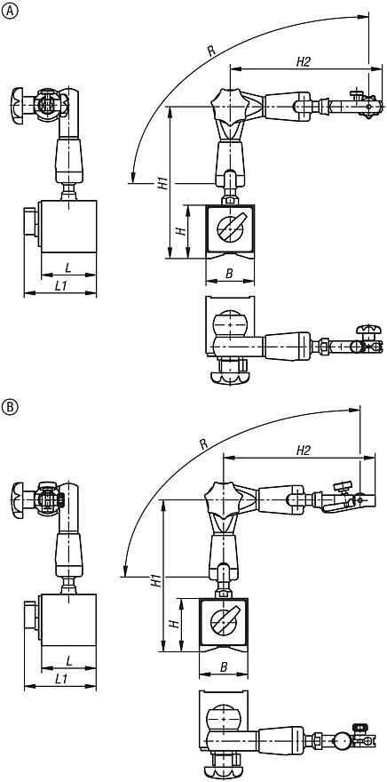 3D dial gauge stand, high-strength micro-precise with mechanical and progressive clamping