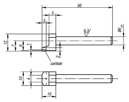 Probe knife pointoffset, for fixed stop