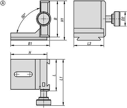 Quick-action clamp, aluminium with angle element, Form A, fixed