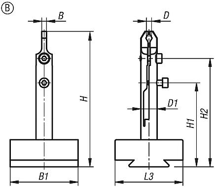 Small-parts clamp, Form B, with prism