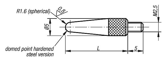 Probe inserts with domed point