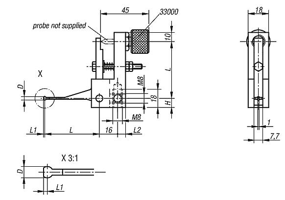 Deflection dial gauge holders 90°