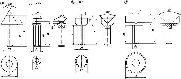 Centre, steel 
for tailstock with centre height 12 mm