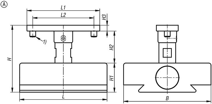 Adapter, aluminium, for precision vice, Form A