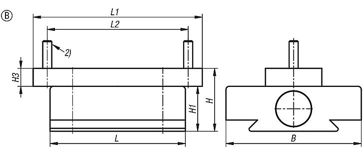 Adapter, aluminium, for precision vice, Form B