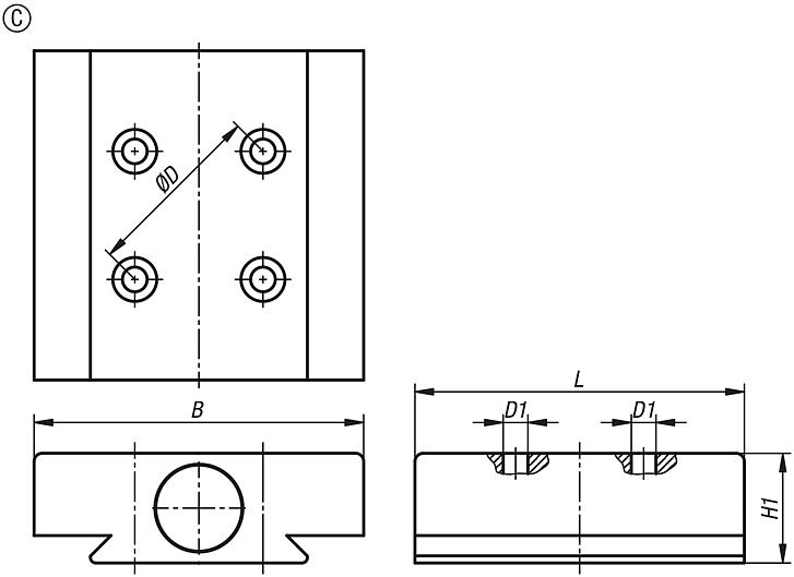 Adapter, aluminium, for precision vice, Form C