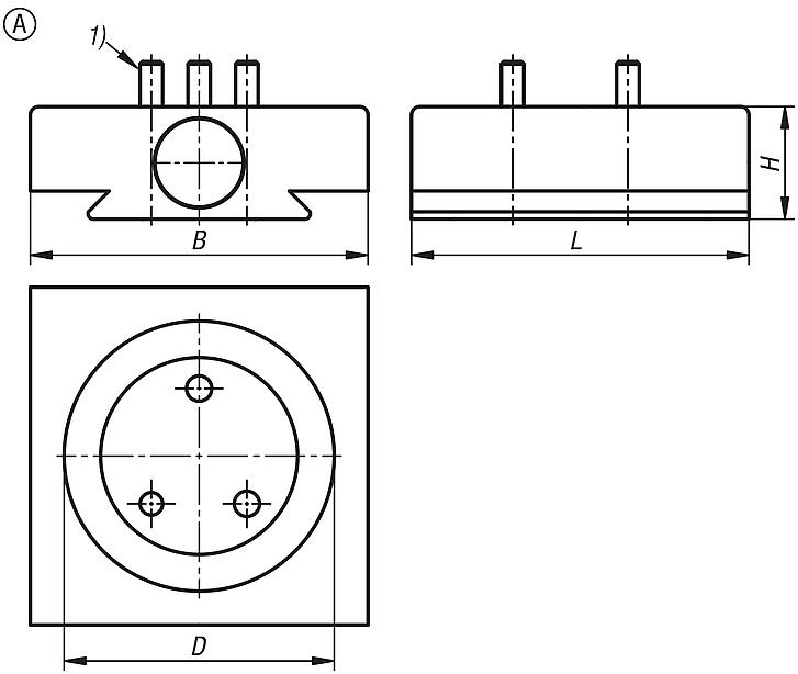 Adapter, aluminium, for 3-jaw chucks, Form A