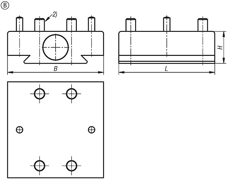 Adapter, aluminium, for 3-jaw chucks, Form B