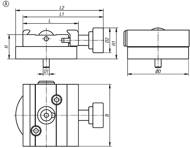 Basic quick-action clamp, aluminium, Form A