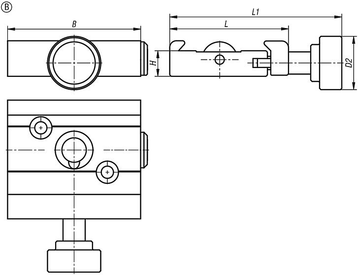 Basic quick-action clamp, aluminium, Form B