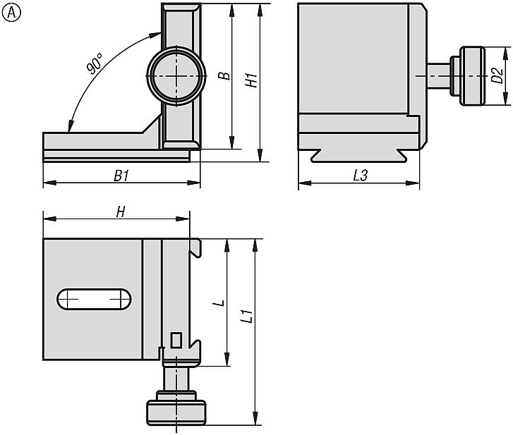 Angle element, aluminium, Form A, fixed