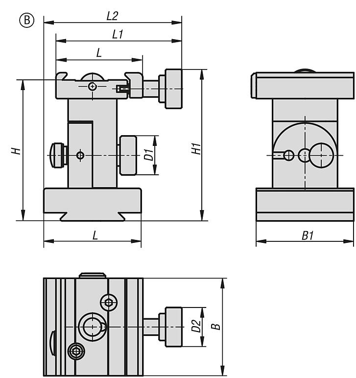 Angle element, aluminium, Form B, adjustable