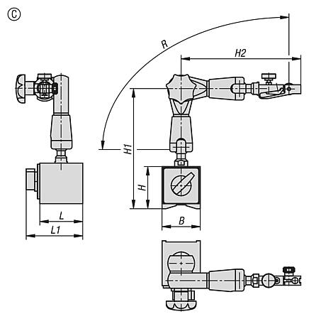 3D dial gauge stand, high-strength micro-precise with mechanical and progressive clamping