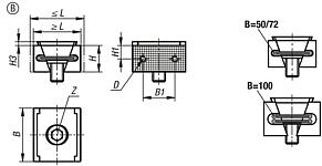 Wedge clamps, Form B, jaw face serrated