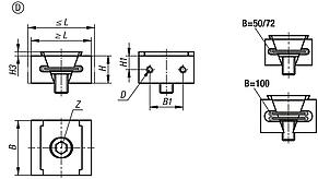 Wedge clamps, Form D, with machining allowance