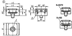 Wedge clamps, Form E, with jaw pins