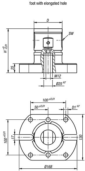 UNILOCK 5-axis basic module system size 80 mm, foot with elongated hole