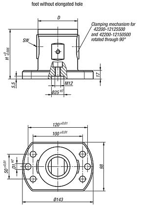 UNILOCK 5-axis basic module system size 80 mm, foot without elongated hole