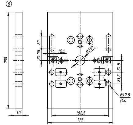 Baseplate for centric vice, Form B