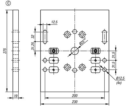 Baseplate for centric vice, Form C