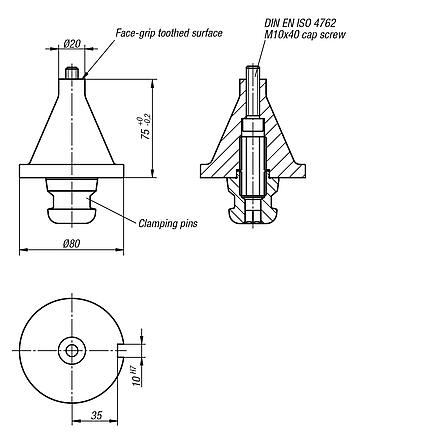 UNILOCK 5-axis face-grip adapter size 80 mm