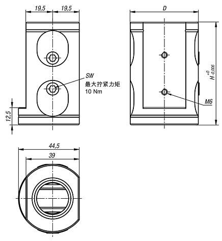 UNILOCK 5 轴基本模块，双夹紧，系统尺寸 50 mm