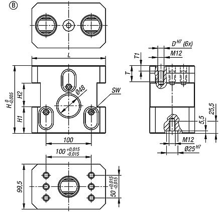 UNILOCK 5-axis basic module DUO Form B system size 80 mm
