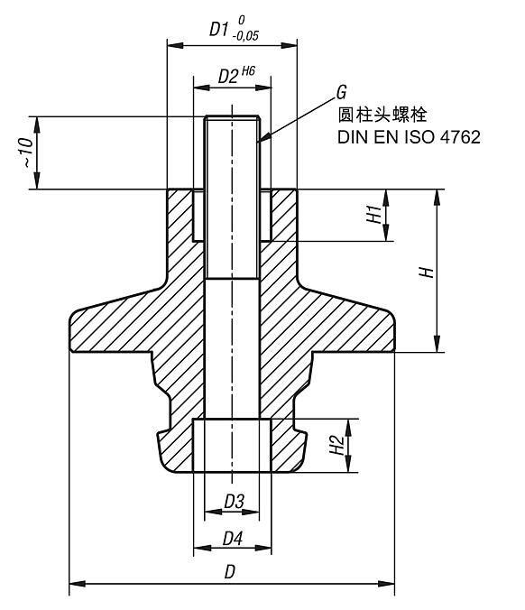 UNILOCK 5 轴缩小适配器，系统尺寸 50 mm