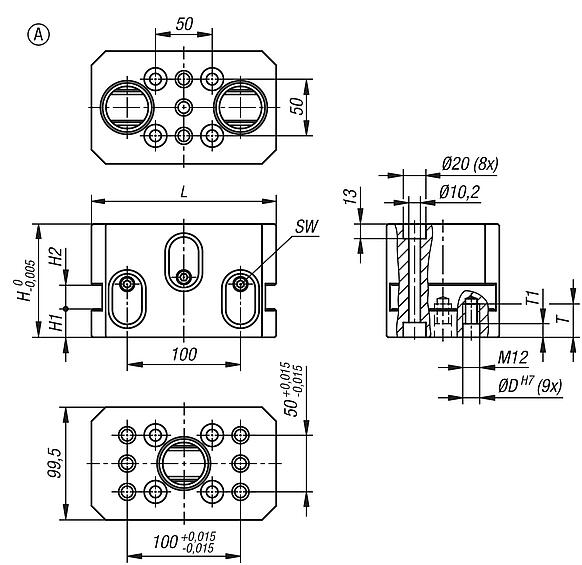 UNILOCK 5-axis basic module DUO Form A system size 80 mm