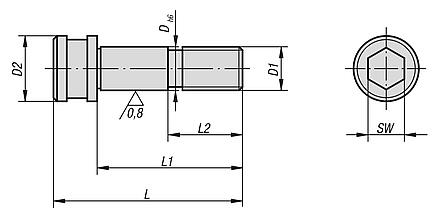 UNILOCK 5 轴轴肩螺栓，系统尺寸 80 mm