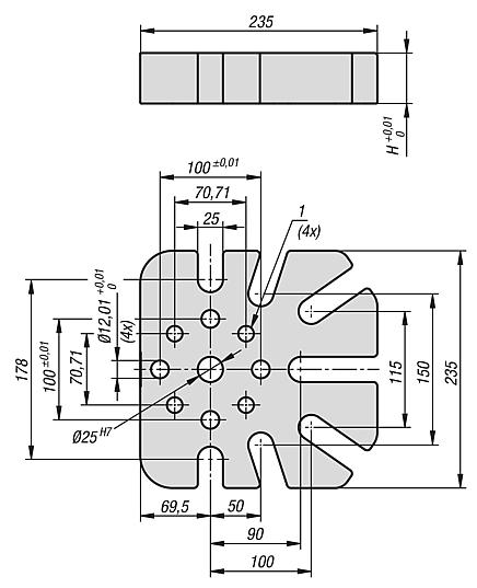 UNILOCK 5 轴基座 适用于所有夹紧工作，系统尺寸 138 mm