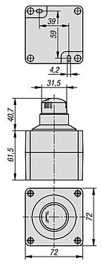 急停按钮，带壳体，Ø 22.3 mm，带触头模块，M20 线缆密封套