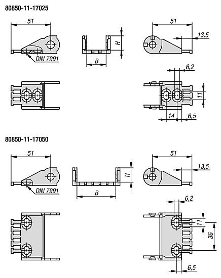 塑料连接元件 用于拖链，内部高度 17 mm