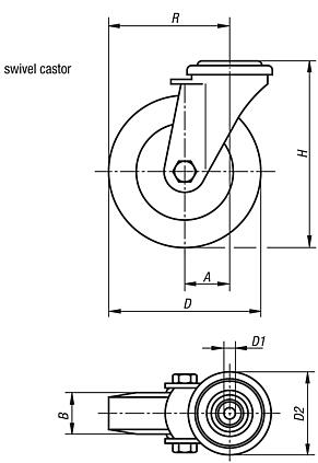 Swivel castors