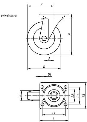 Swivel castors