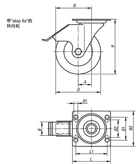 带“stop-fix”的转向轮