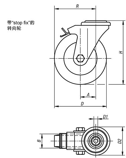 带“stop-fix”的转向轮