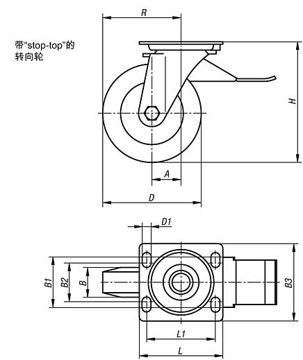 带“stop-top”的转向轮