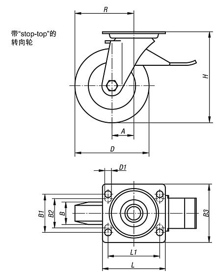 带“stop-top”的转向轮